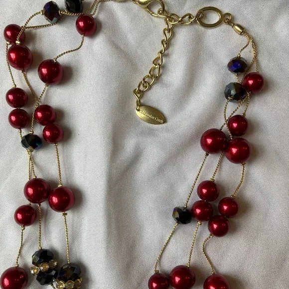 Coldwater Creek Multi Strands Glass Faux Pearls Necklace - Picture 4 of 4